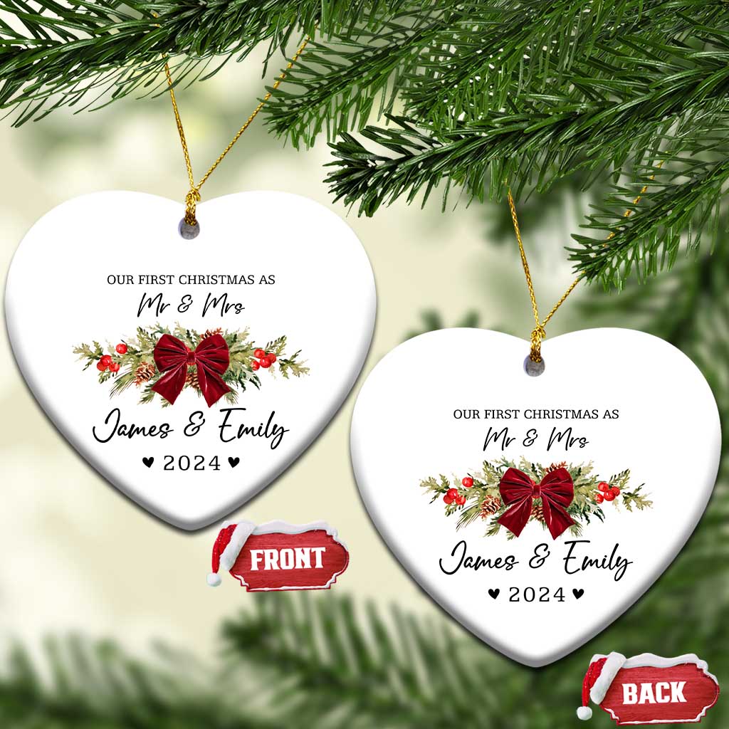 Personalised First Xmas as Mr & Mrs Christmas Ornament Custom Name Keepsake Wedding Gifts for Newlywed Couple - Wonder Print Shop