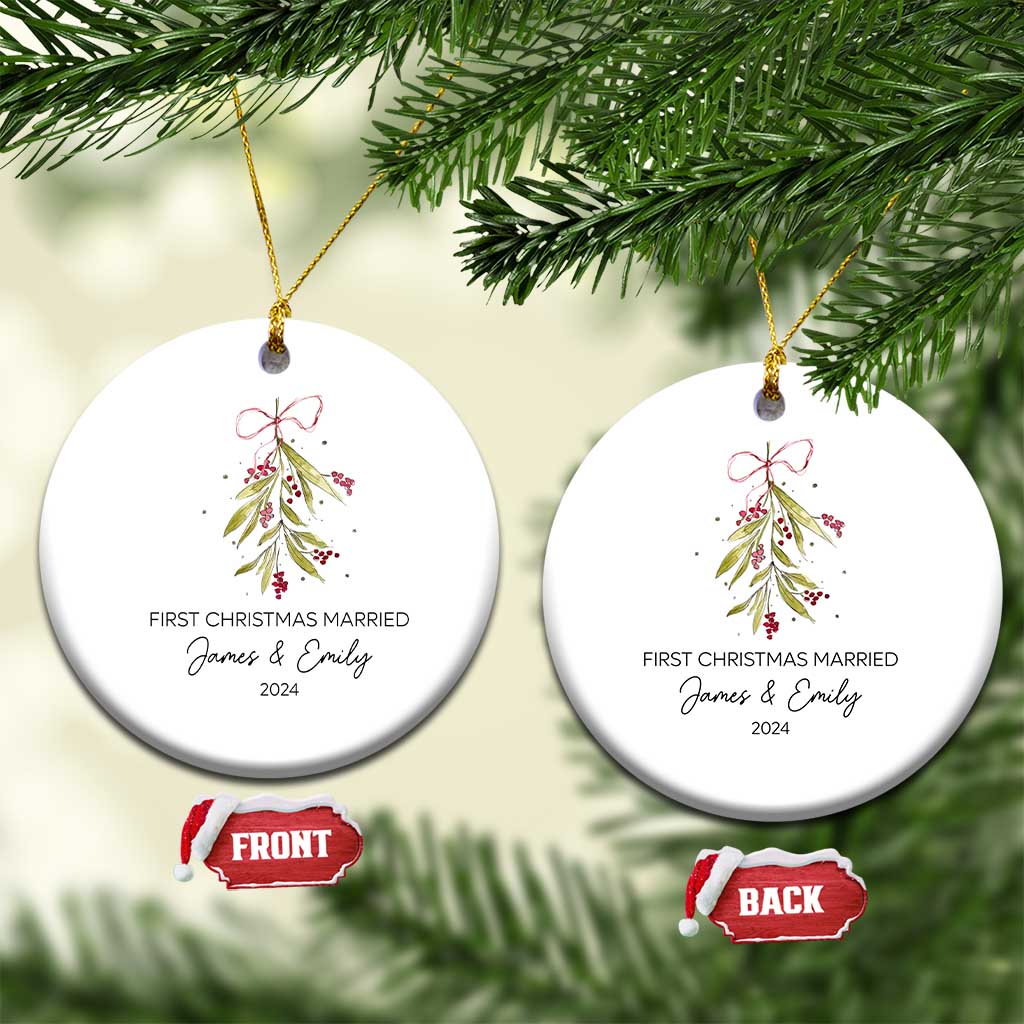 Personalised First Xmas Married Christmas Ornament Custom Name 2024 Keepsake Wedding Gifts for Couple - Wonder Print Shop