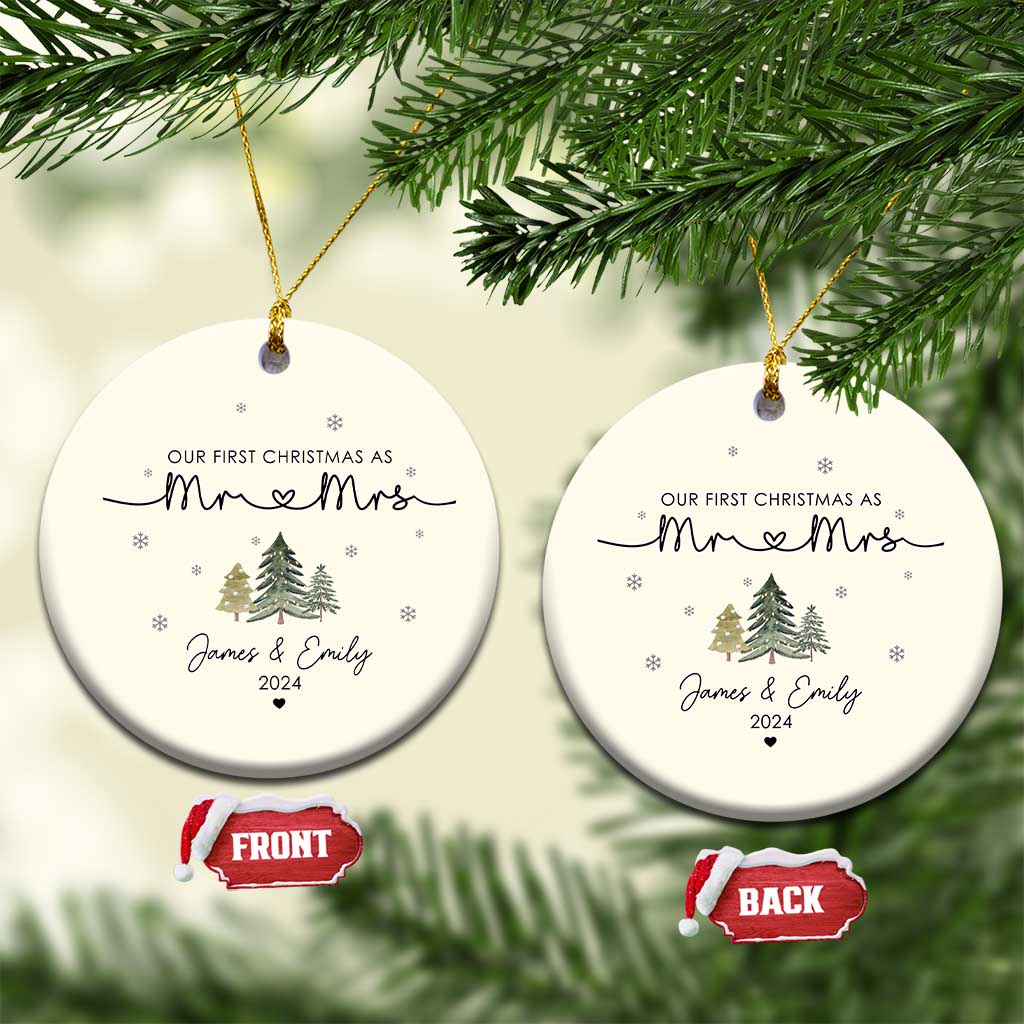 Personalised First Xmas as Mr & Mrs Christmas Ornament Custom Name 2024 Keepsake Wedding Gifts for Couple - Wonder Print Shop