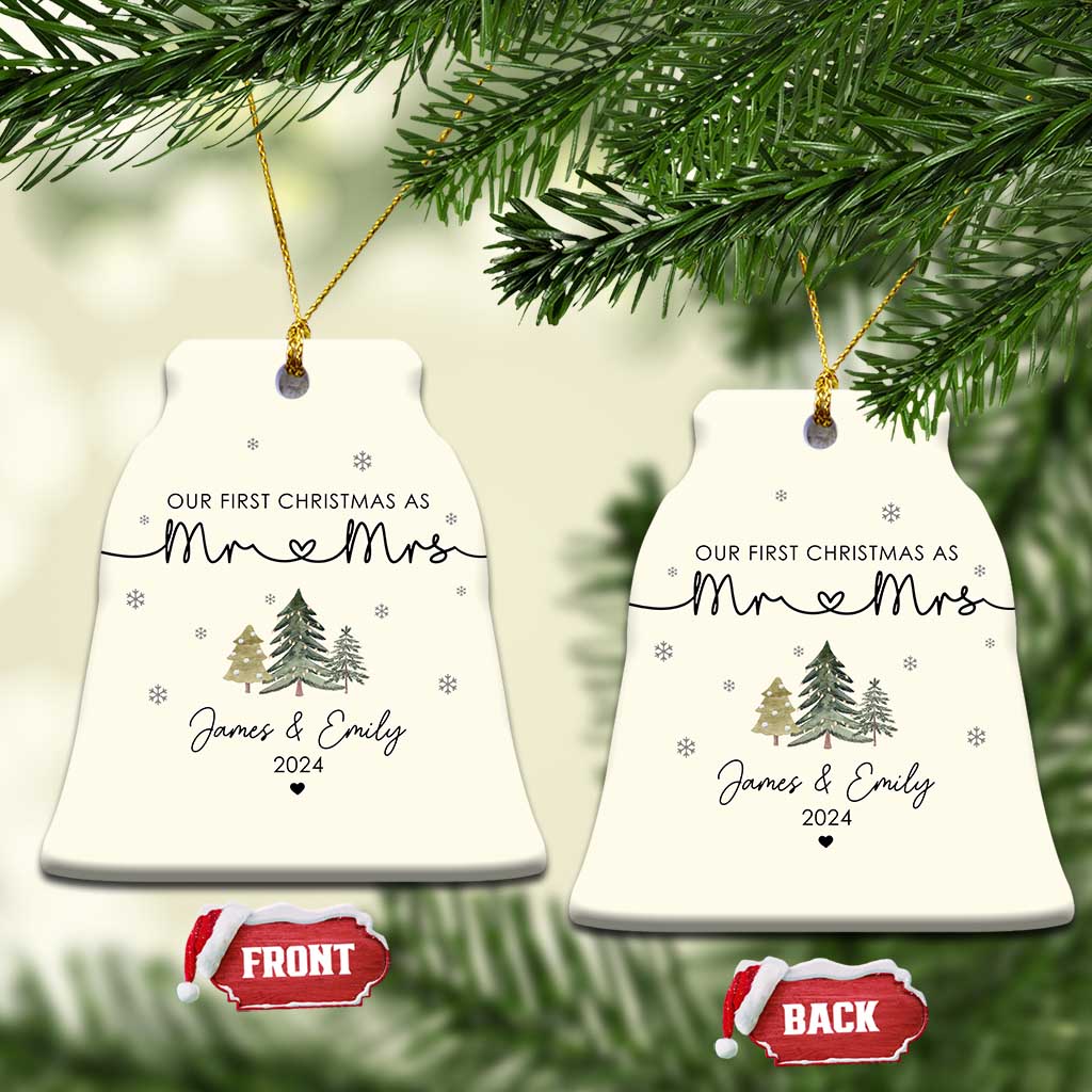 Personalised First Xmas as Mr & Mrs Christmas Ornament Custom Name 2024 Keepsake Wedding Gifts for Couple - Wonder Print Shop