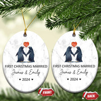 Personalised First Xmas Married Christmas Ornament Custom Name 2024 Wedding Gifts for Couple Her or Him - Wonder Print Shop
