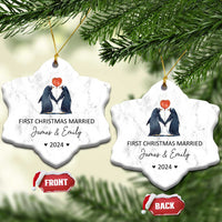 Personalised First Xmas Married Christmas Ornament Custom Name 2024 Wedding Gifts for Couple Her or Him - Wonder Print Shop