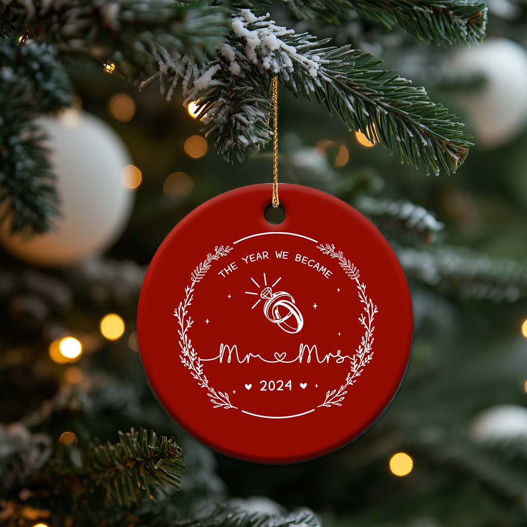 First Xmas as Mr & Mrs Christmas Ornament 2024 Keepsake Wedding Gifts for Couple - Wonder Print Shop