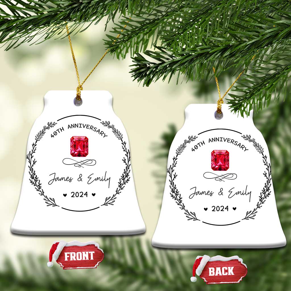 Personalised 40th Wedding Anniversary Christmas Ornament Custom Name Ruby 40 Years of Marriage - Wonder Print Shop