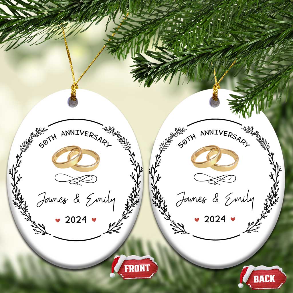 Personalised 50th Wedding Anniversary Christmas Ornament Custom Name Gold 50 Years of Marriage - Wonder Print Shop