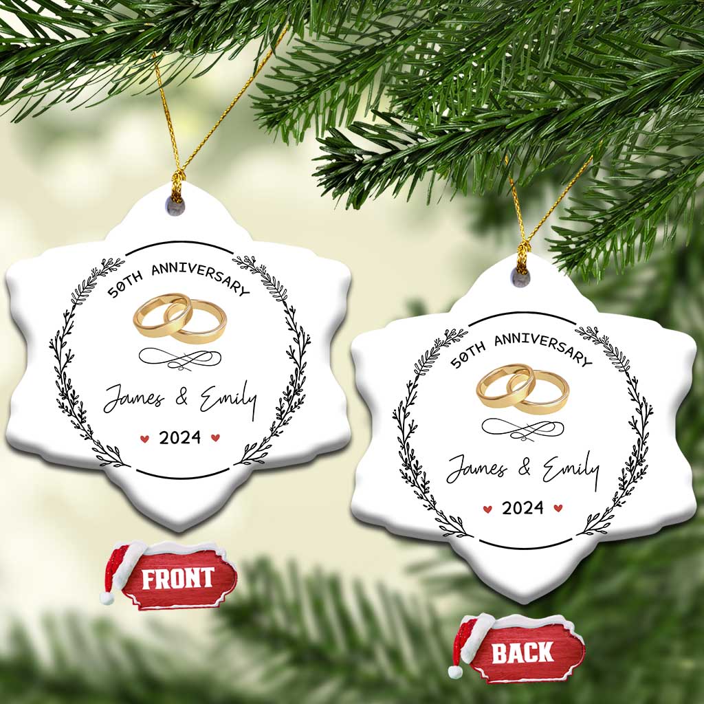 Personalised 50th Wedding Anniversary Christmas Ornament Custom Name Gold 50 Years of Marriage - Wonder Print Shop