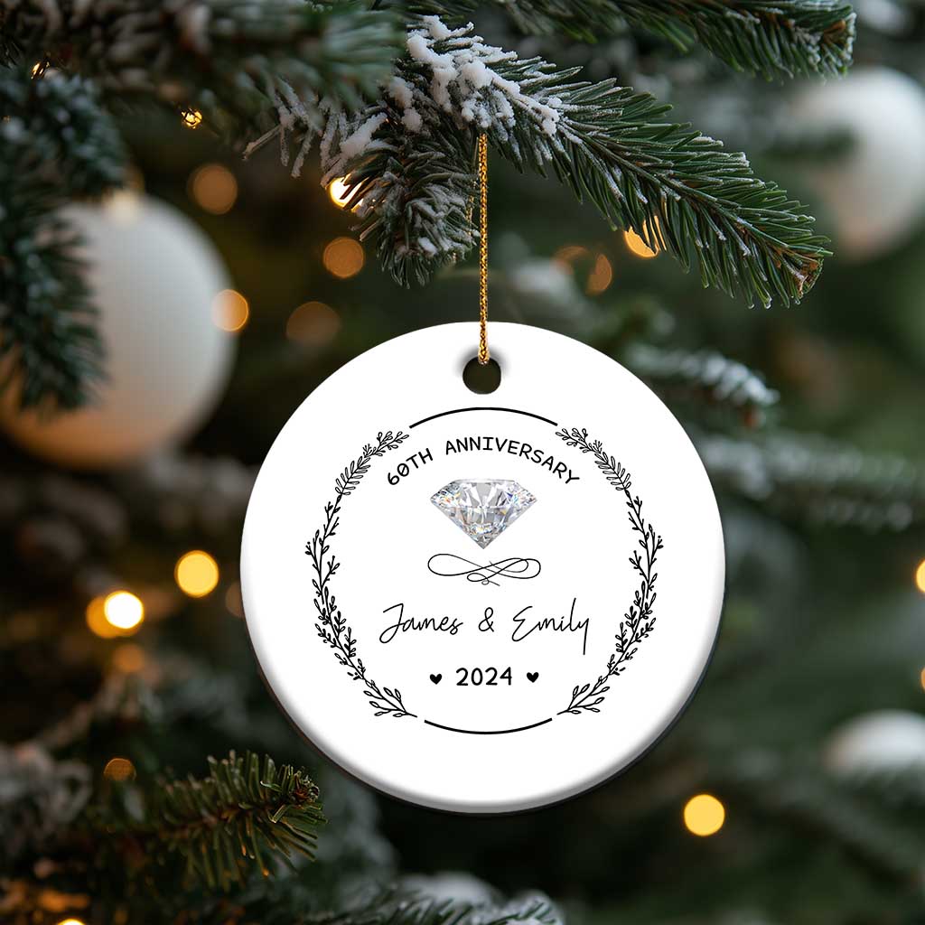 Personalised 60th Wedding Anniversary Christmas Ornament Custom Name Diamond 60 Years of Marriage - Wonder Print Shop