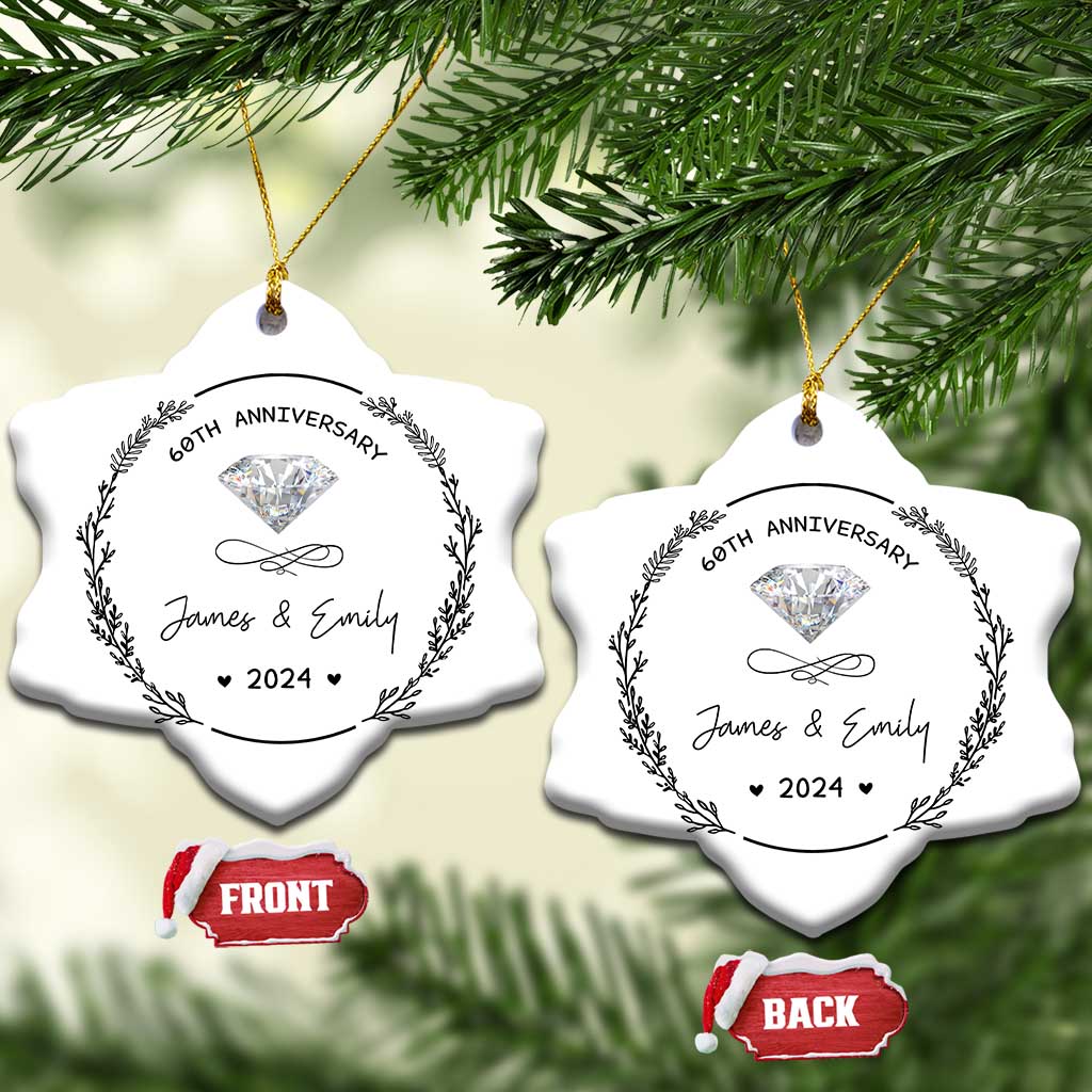 Personalised 60th Wedding Anniversary Christmas Ornament Custom Name Diamond 60 Years of Marriage - Wonder Print Shop
