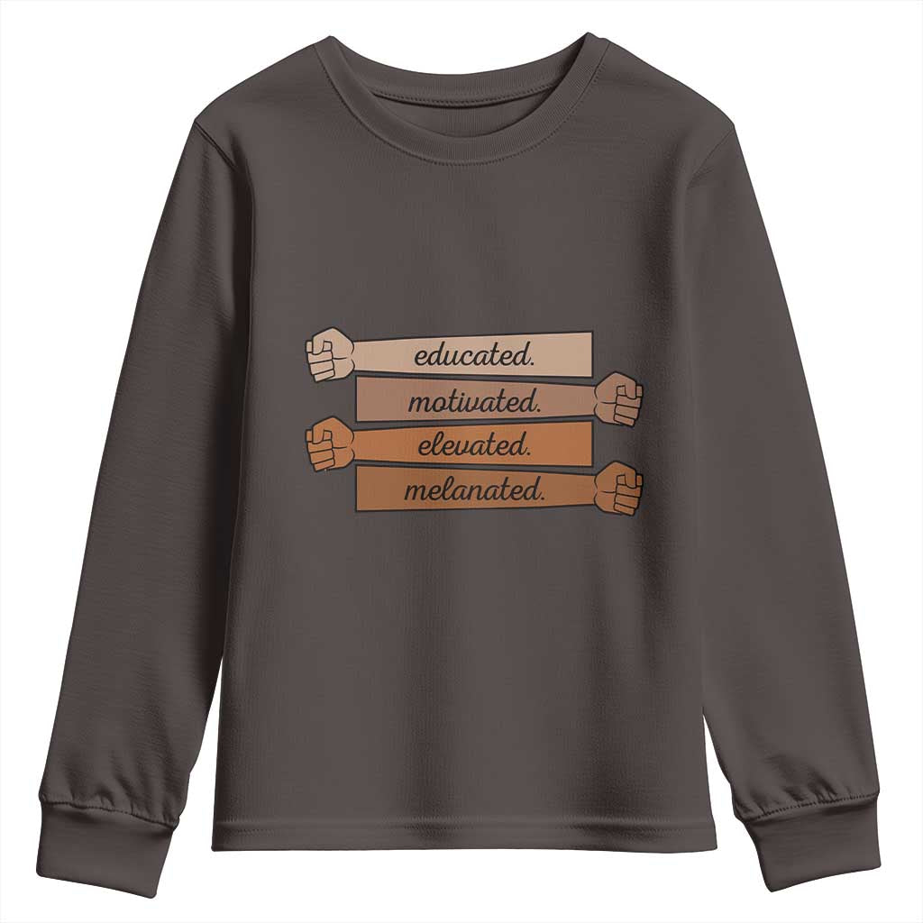 Black Pride Youth Sweatshirt Educated Motivated Elevated Melanated BLM Melanin