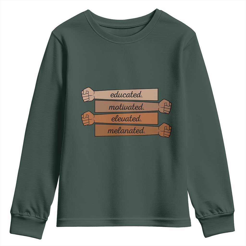 Black Pride Youth Sweatshirt Educated Motivated Elevated Melanated BLM Melanin