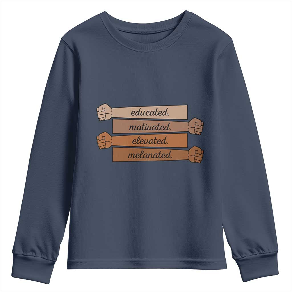 Black Pride Youth Sweatshirt Educated Motivated Elevated Melanated BLM Melanin