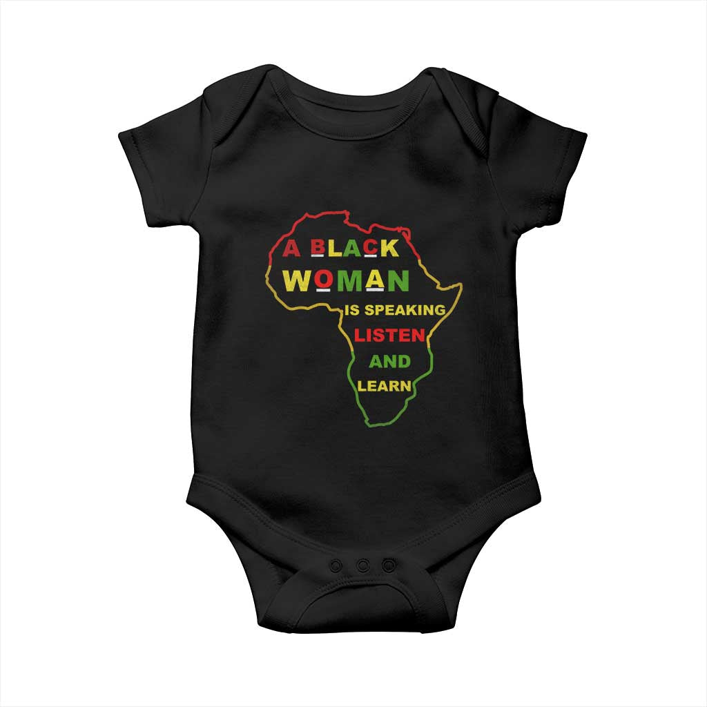 Black Pride Baby Onesie A Black Woman Is Speaking Listen And Learn Africa Map