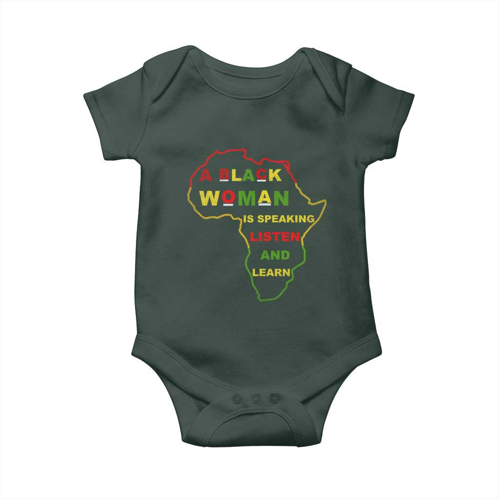 Black Pride Baby Onesie A Black Woman Is Speaking Listen And Learn Africa Map
