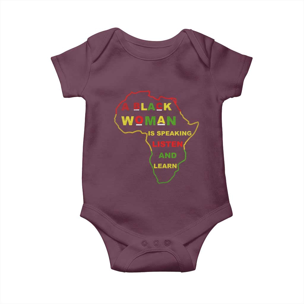 Black Pride Baby Onesie A Black Woman Is Speaking Listen And Learn Africa Map