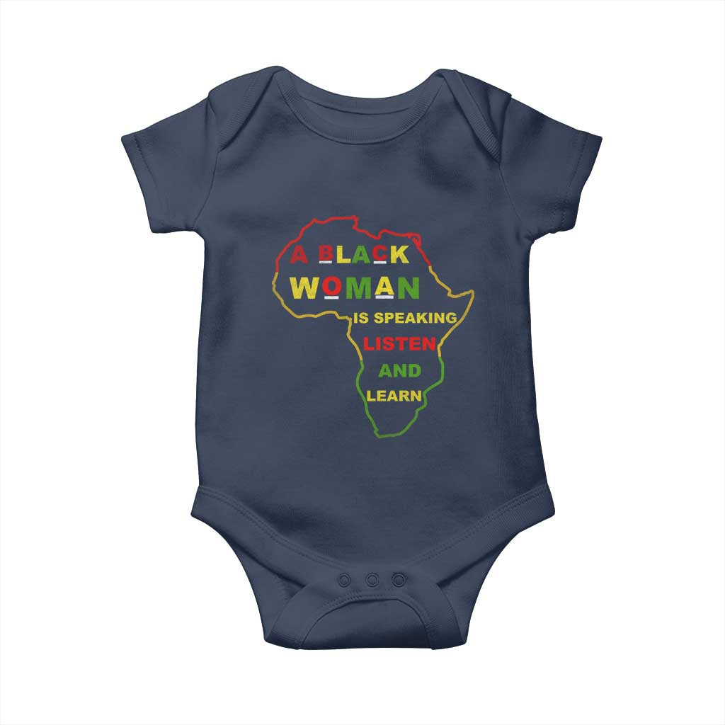 Black Pride Baby Onesie A Black Woman Is Speaking Listen And Learn Africa Map