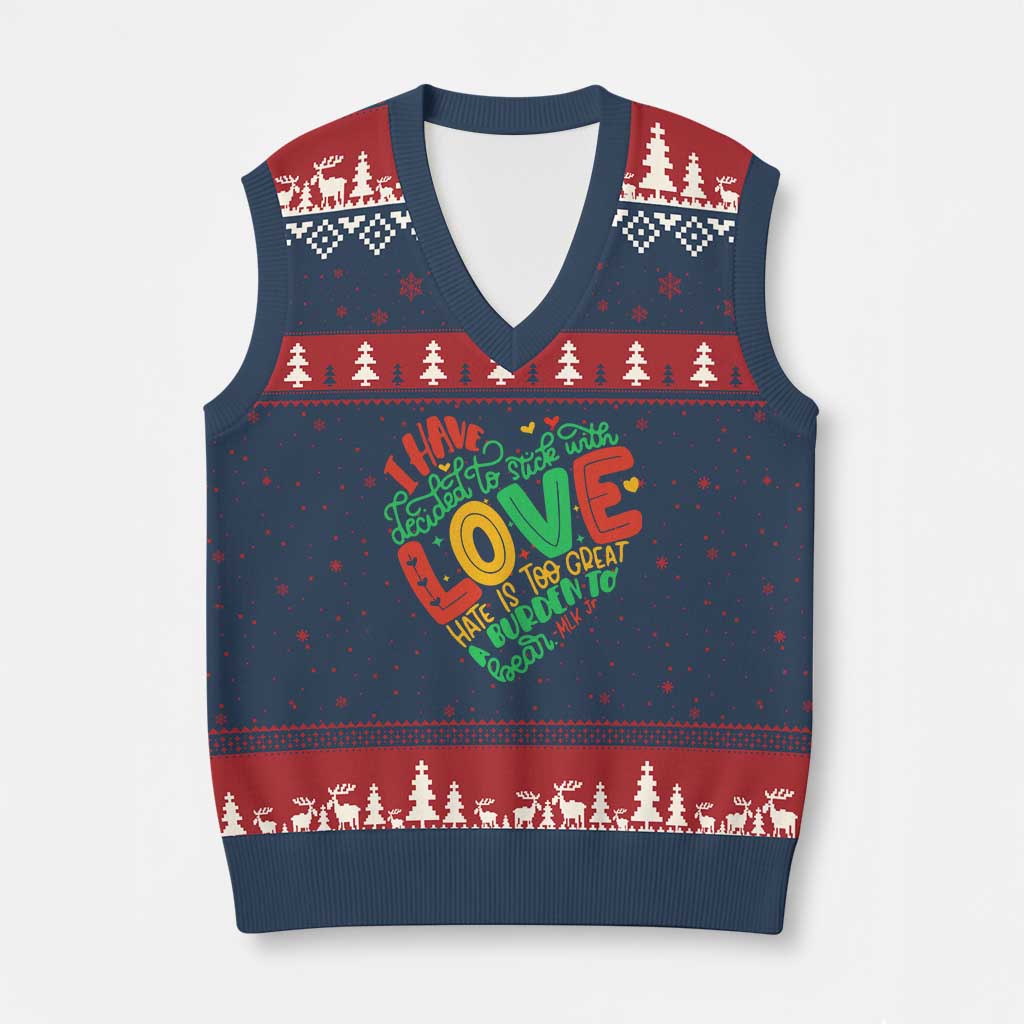 Martin Luther King V-Neck Knit Sweater Vest I Have Decided to Stick With Love MLK Black History Month - Wonder Print Shop