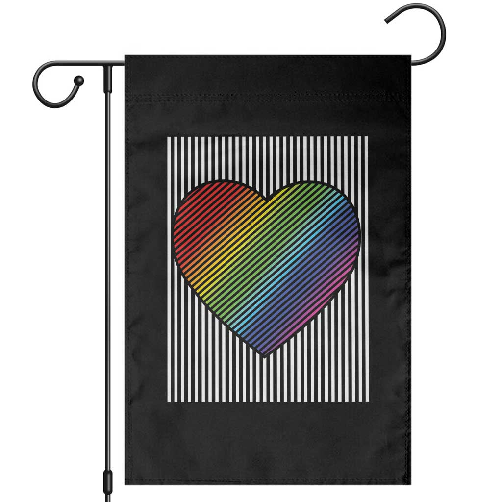 LGBT Pride Garden Flag LGBTQ Support Retro Valentines Rainbow Heart - Wonder Print Shop
