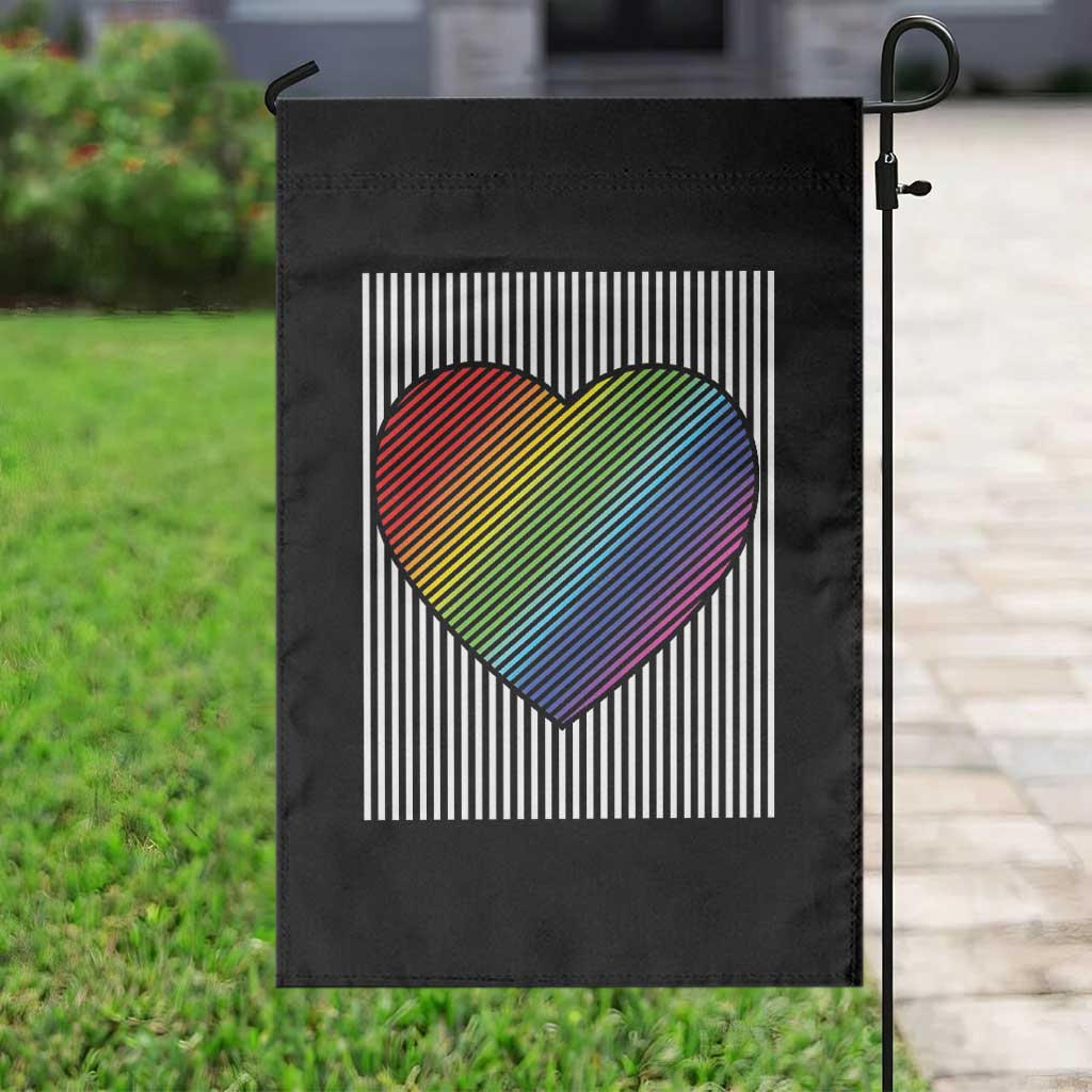 LGBT Pride Garden Flag LGBTQ Support Retro Valentines Rainbow Heart - Wonder Print Shop
