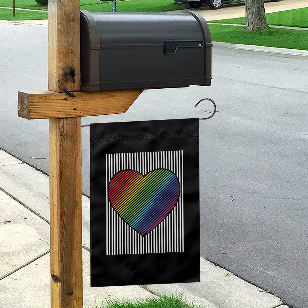 LGBT Pride Garden Flag LGBTQ Support Retro Valentines Rainbow Heart - Wonder Print Shop