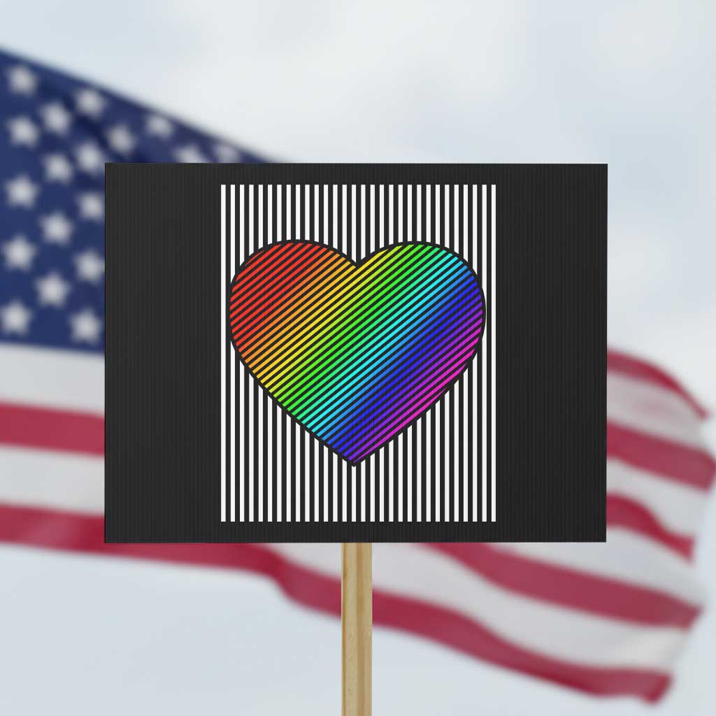 LGBT Pride Protest Sign LGBTQ Support Retro Valentines Rainbow Heart - Wonder Print Shop