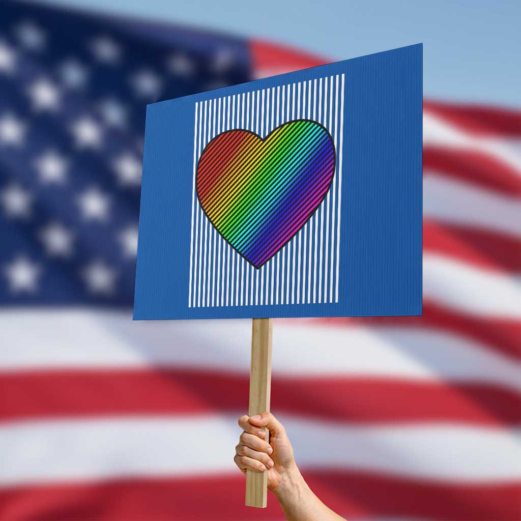 LGBT Pride Protest Sign LGBTQ Support Retro Valentines Rainbow Heart - Wonder Print Shop