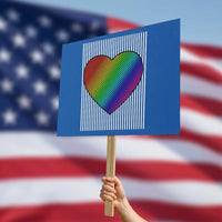 LGBT Pride Protest Sign LGBTQ Support Retro Valentines Rainbow Heart - Wonder Print Shop