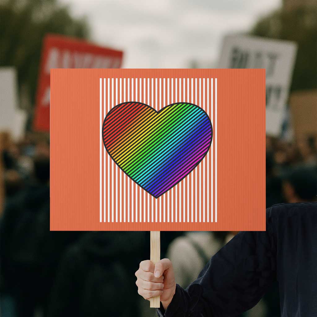 LGBT Pride Protest Sign LGBTQ Support Retro Valentines Rainbow Heart - Wonder Print Shop