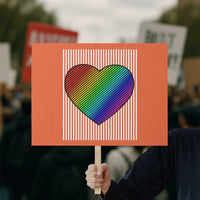 LGBT Pride Protest Sign LGBTQ Support Retro Valentines Rainbow Heart - Wonder Print Shop