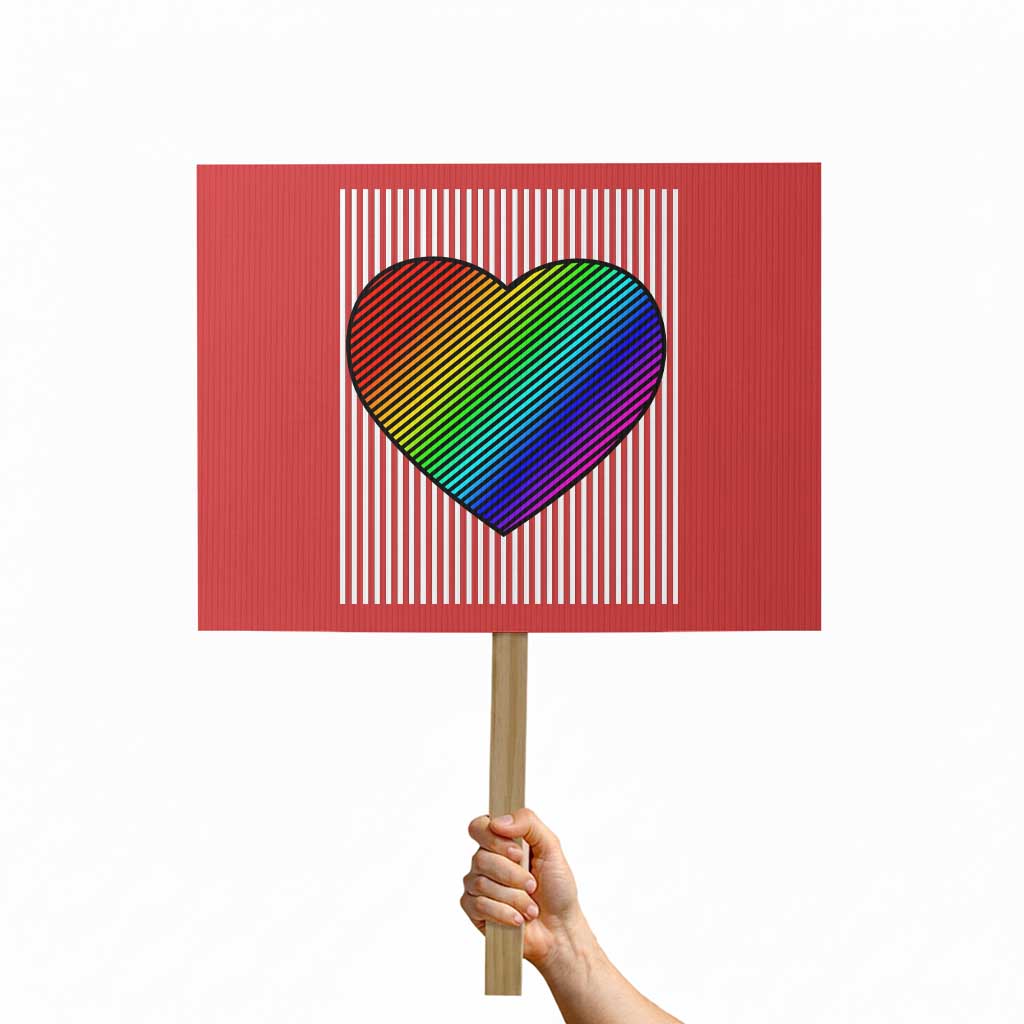 LGBT Pride Protest Sign LGBTQ Support Retro Valentines Rainbow Heart - Wonder Print Shop