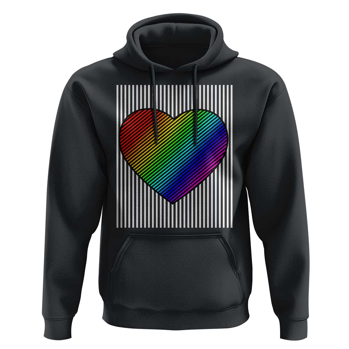 Retro Valentines Rainbow Heart Hoodie LGBT Pride LGBTQ Support