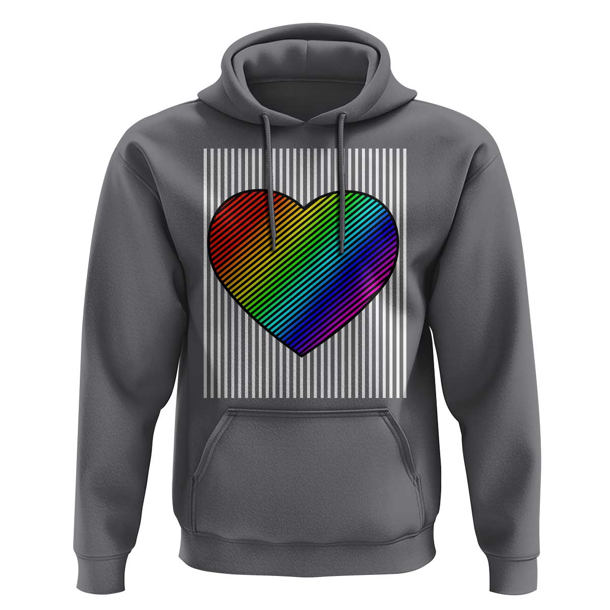 Retro Valentines Rainbow Heart Hoodie LGBT Pride LGBTQ Support