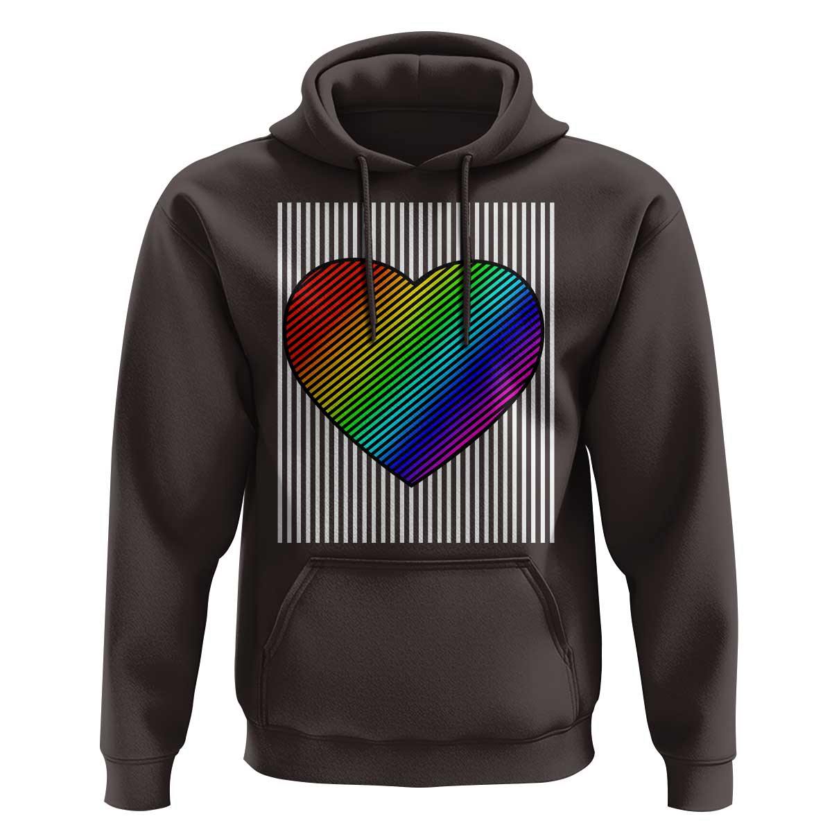 Retro Valentines Rainbow Heart Hoodie LGBT Pride LGBTQ Support