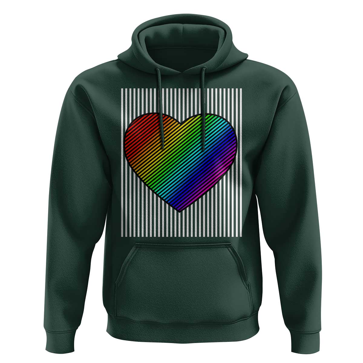 Retro Valentines Rainbow Heart Hoodie LGBT Pride LGBTQ Support