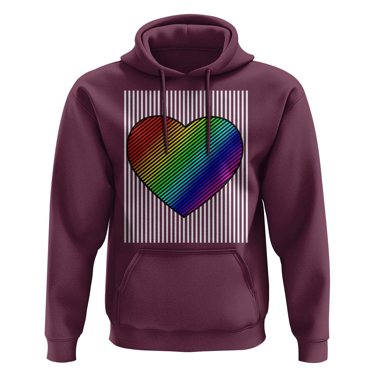 Retro Valentines Rainbow Heart Hoodie LGBT Pride LGBTQ Support