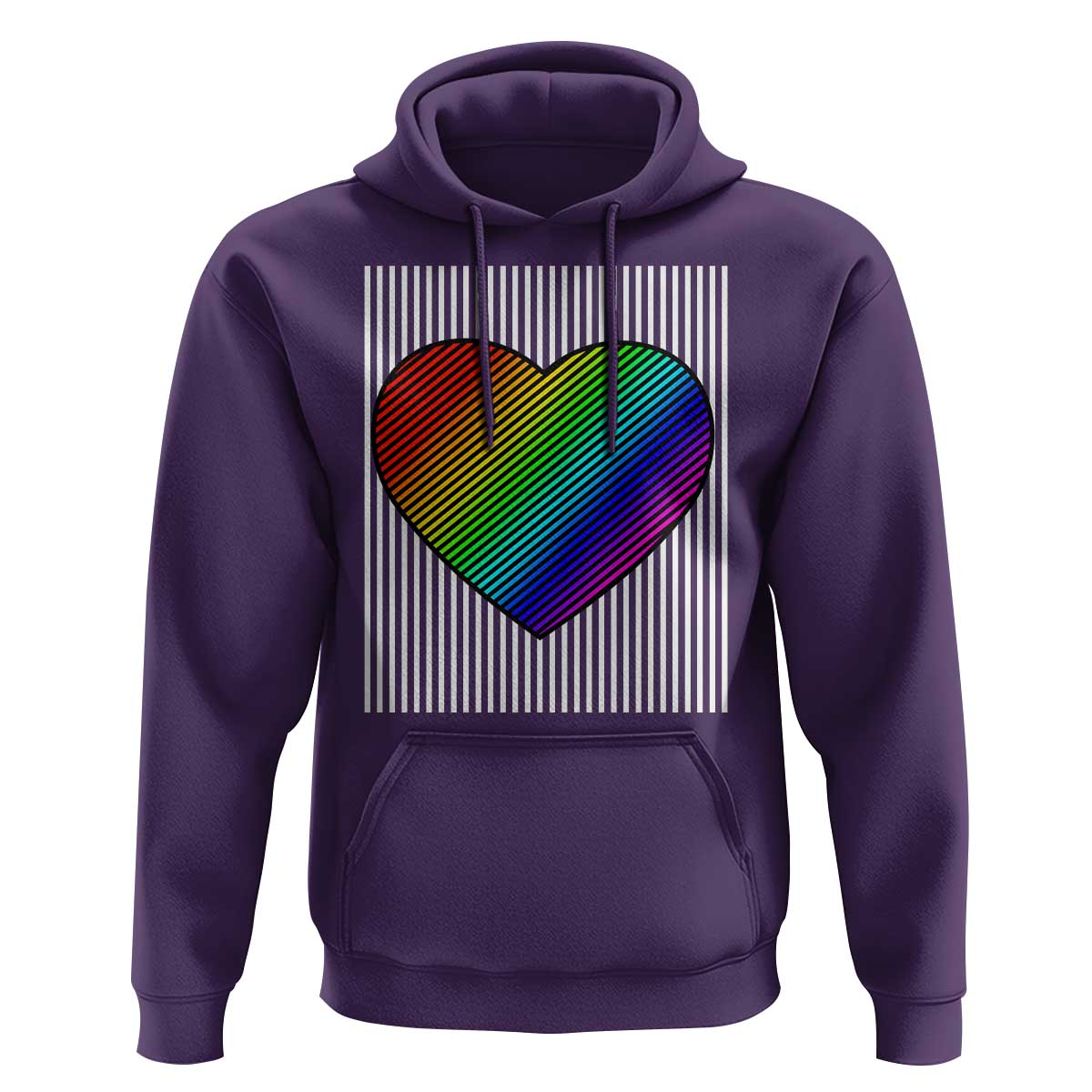 Retro Valentines Rainbow Heart Hoodie LGBT Pride LGBTQ Support