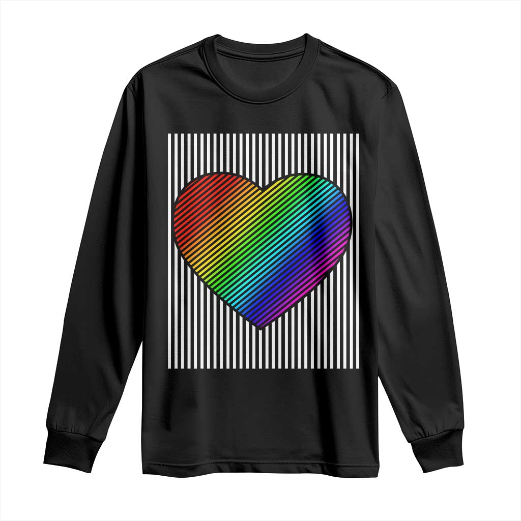 LGBT Pride Long Sleeve Shirt LGBTQ Support Retro Valentines Rainbow Heart