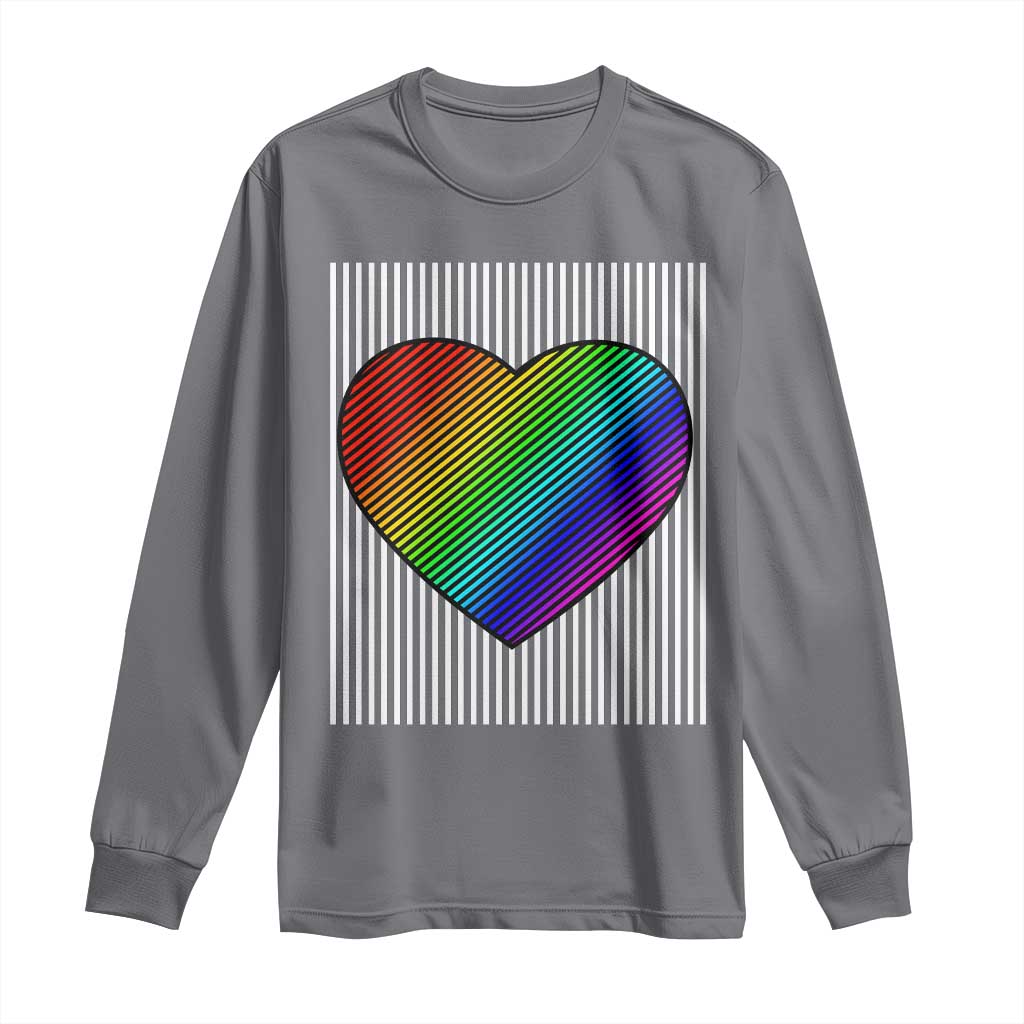 LGBT Pride Long Sleeve Shirt LGBTQ Support Retro Valentines Rainbow Heart