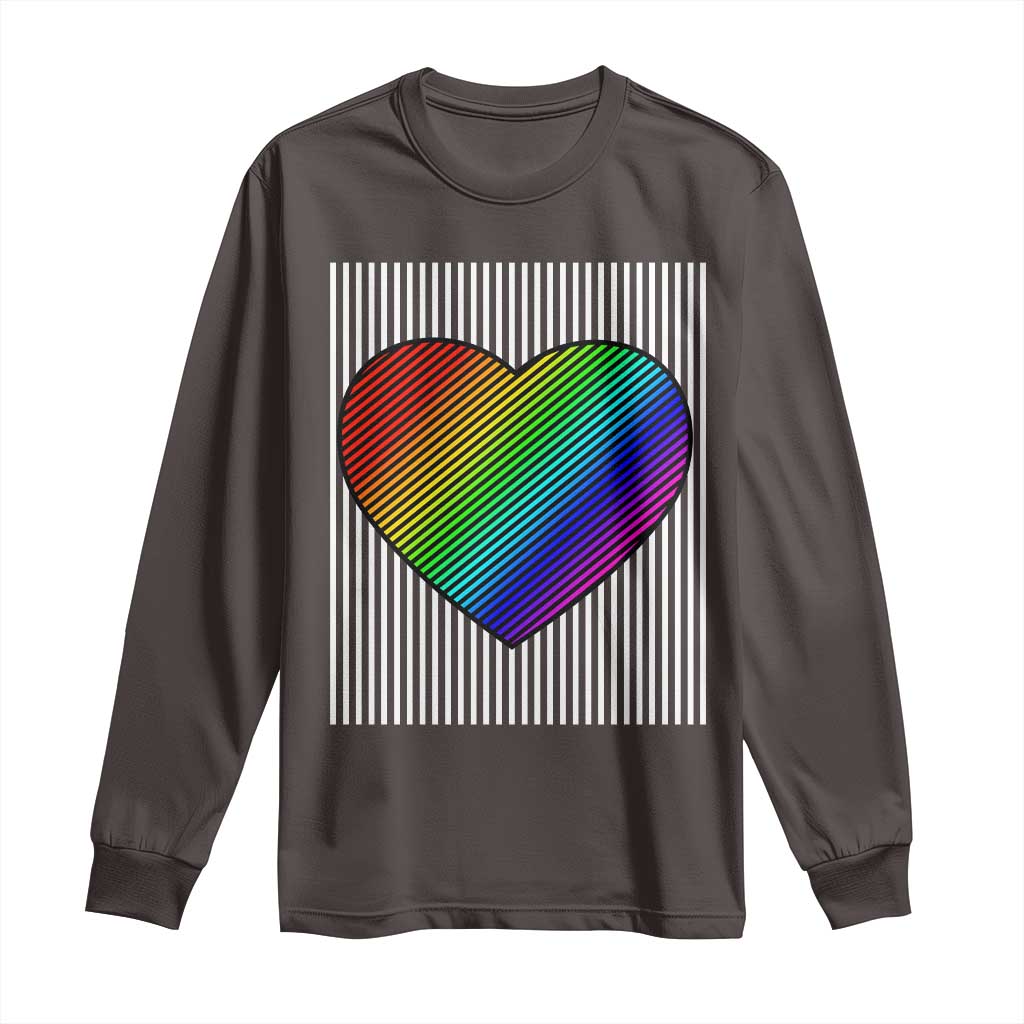 LGBT Pride Long Sleeve Shirt LGBTQ Support Retro Valentines Rainbow Heart