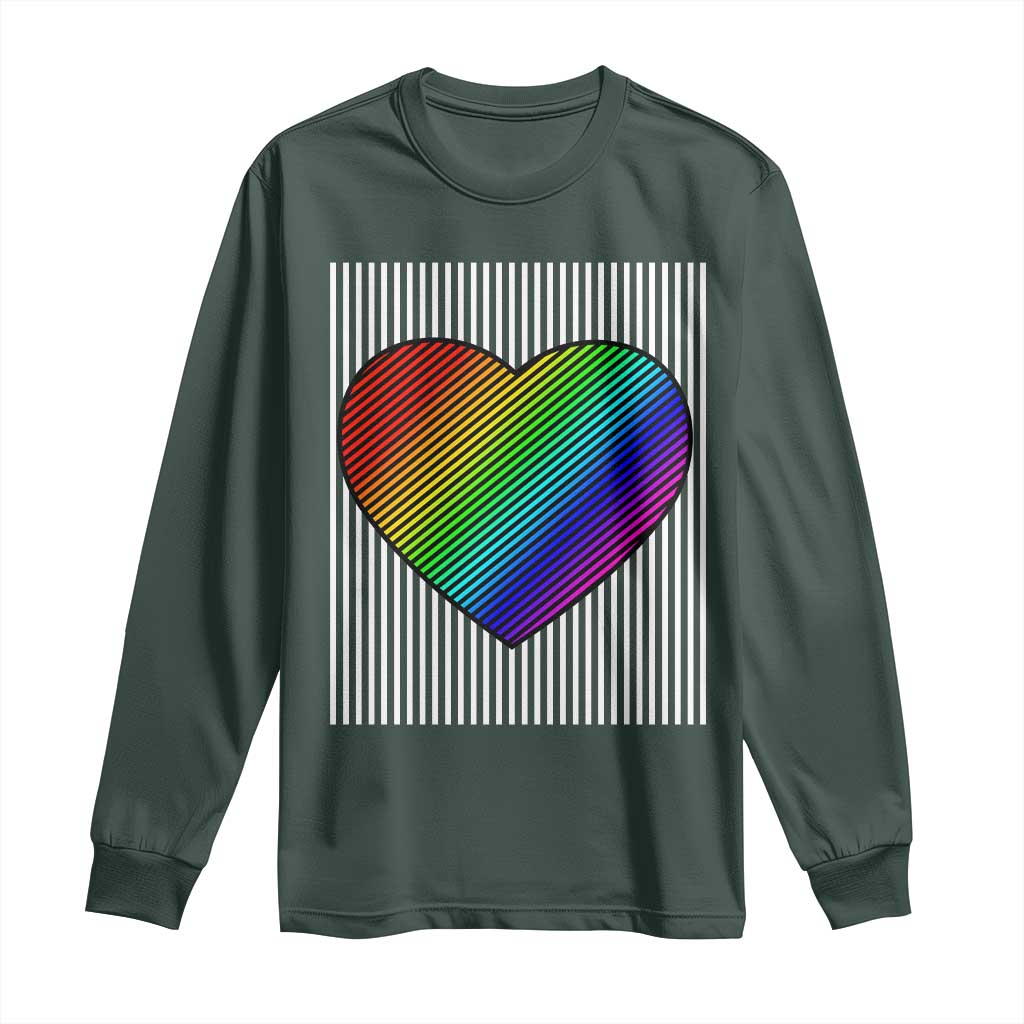 LGBT Pride Long Sleeve Shirt LGBTQ Support Retro Valentines Rainbow Heart