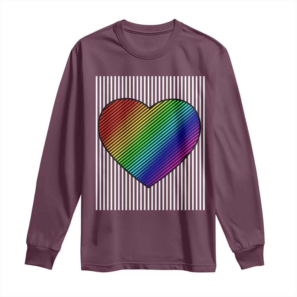 LGBT Pride Long Sleeve Shirt LGBTQ Support Retro Valentines Rainbow Heart