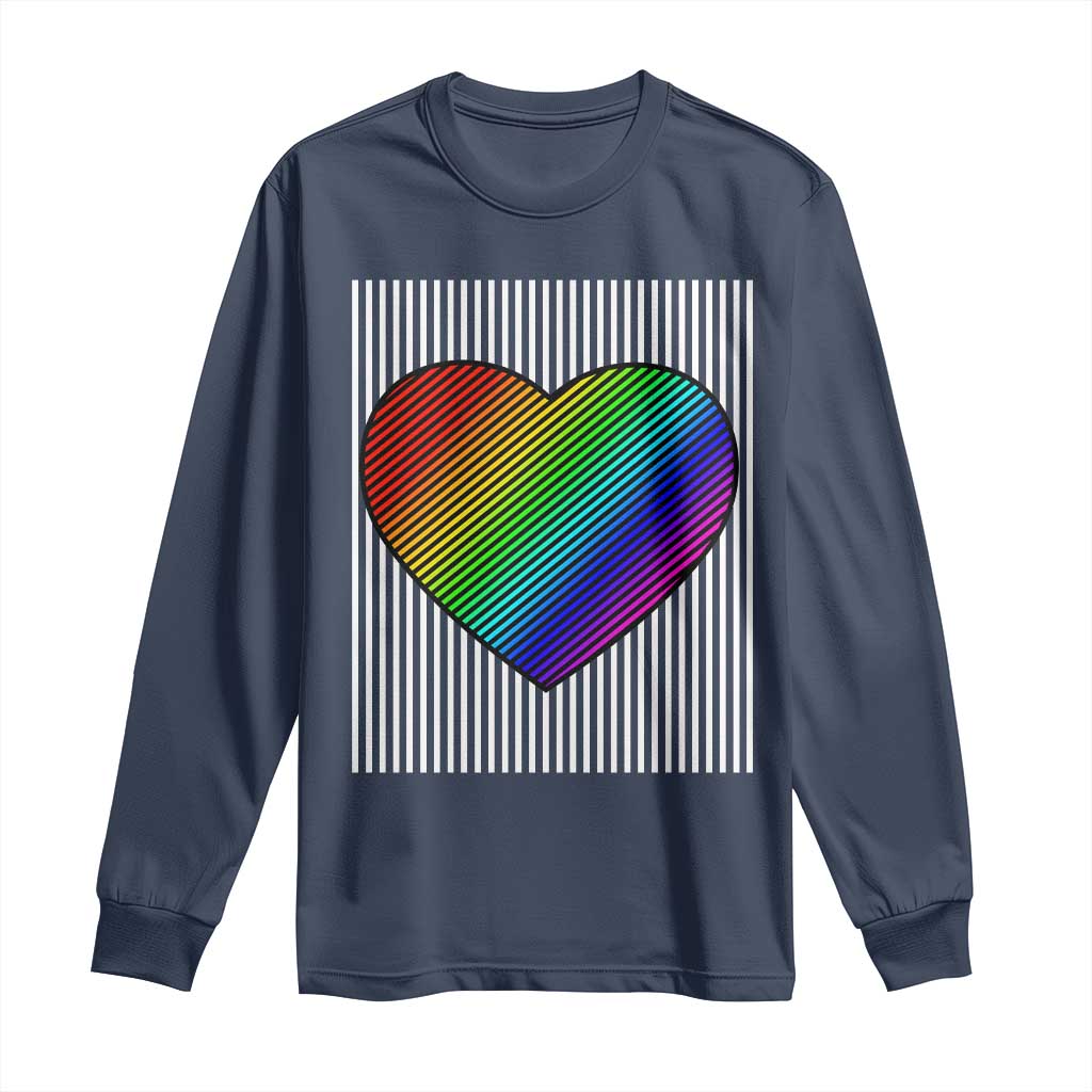 LGBT Pride Long Sleeve Shirt LGBTQ Support Retro Valentines Rainbow Heart