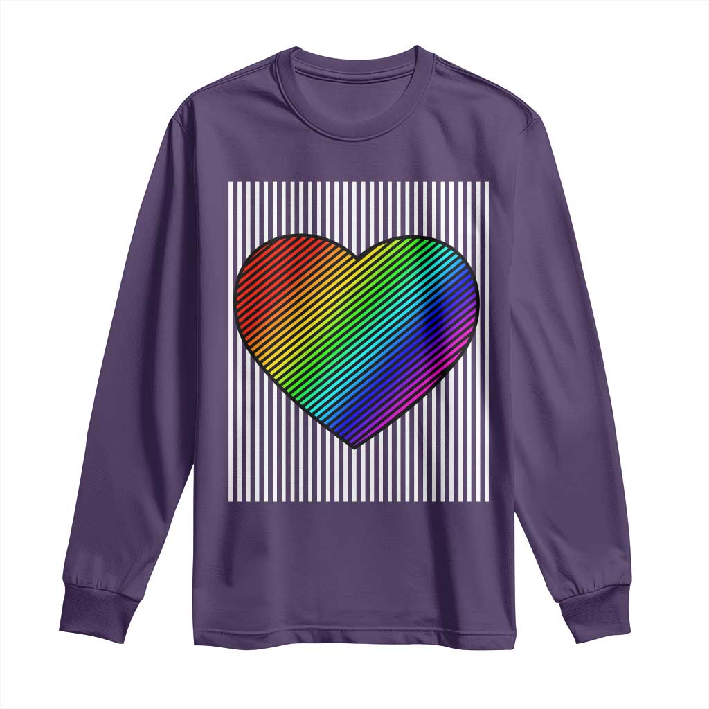 LGBT Pride Long Sleeve Shirt LGBTQ Support Retro Valentines Rainbow Heart