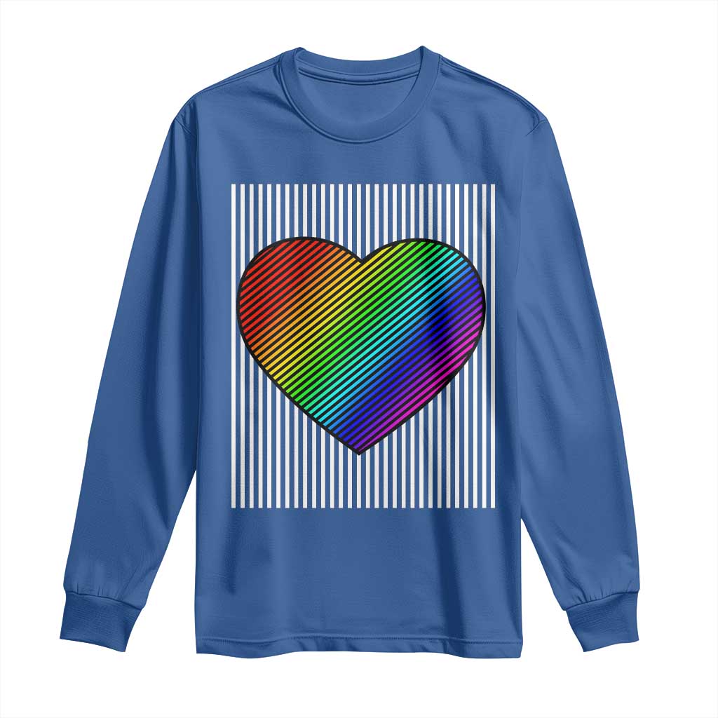 LGBT Pride Long Sleeve Shirt LGBTQ Support Retro Valentines Rainbow Heart