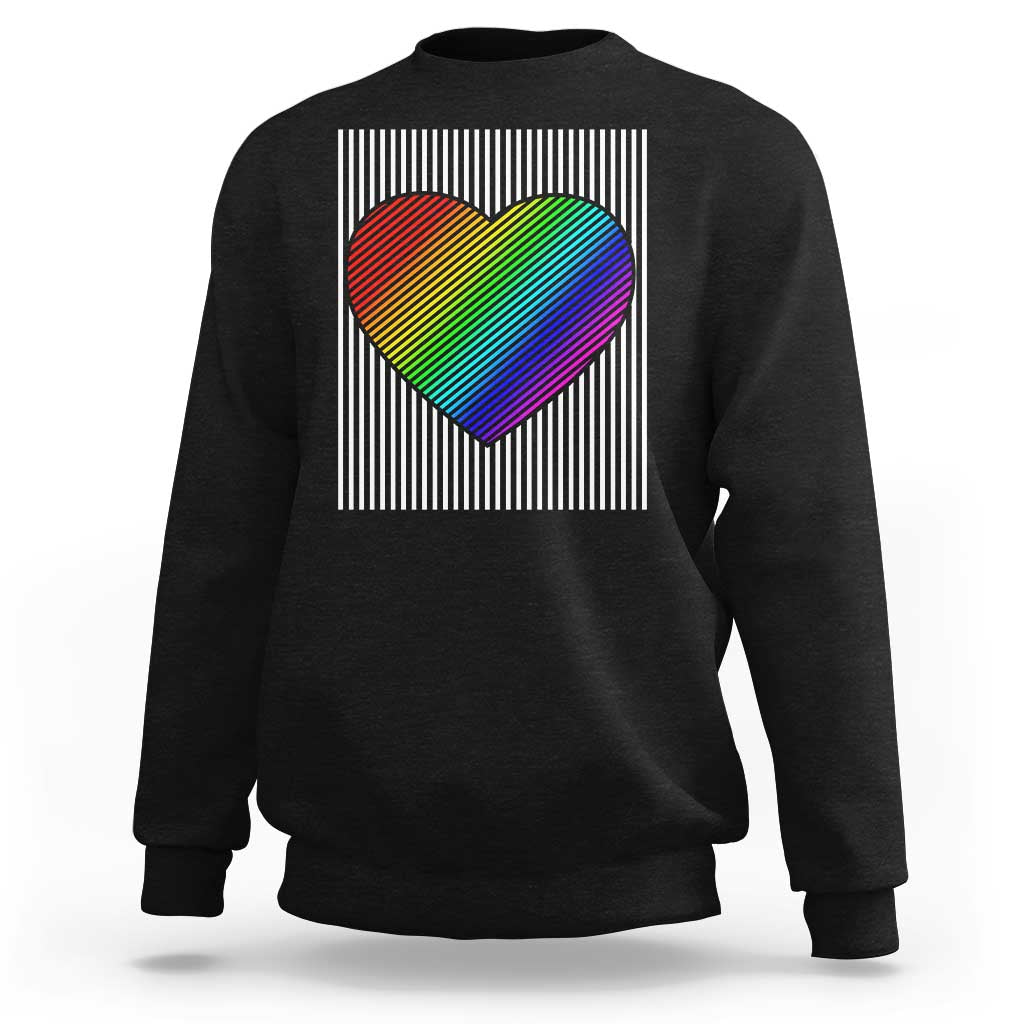 Retro Valentines Rainbow Heart Sweatshirt LGBT Pride LGBTQ Support
