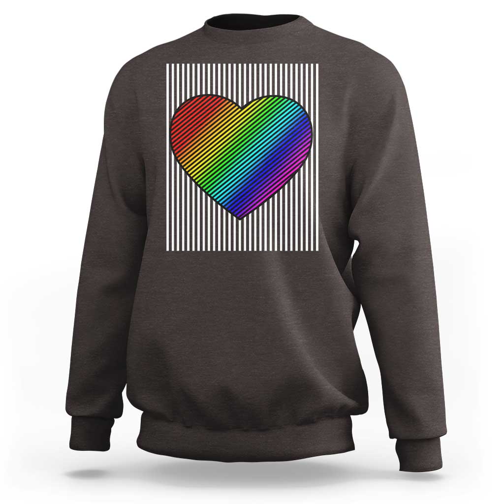 Retro Valentines Rainbow Heart Sweatshirt LGBT Pride LGBTQ Support