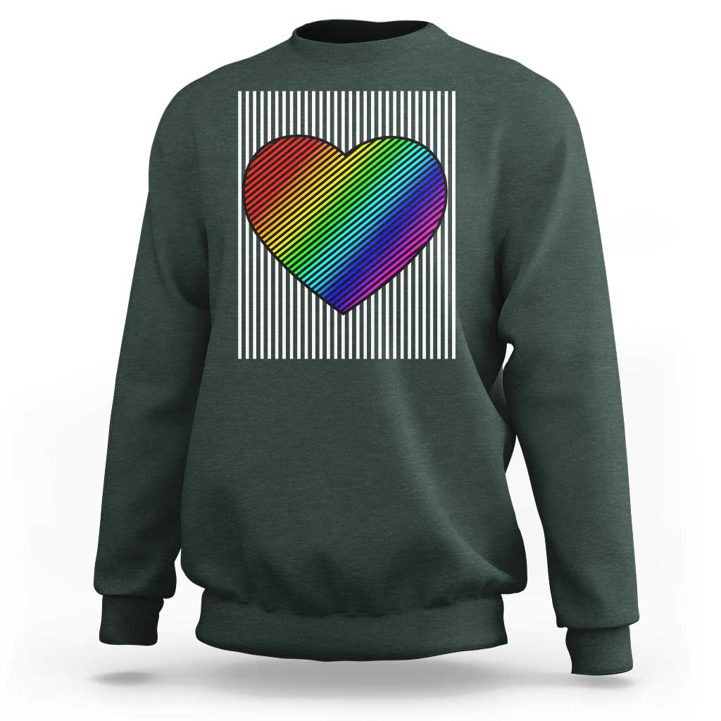 Retro Valentines Rainbow Heart Sweatshirt LGBT Pride LGBTQ Support