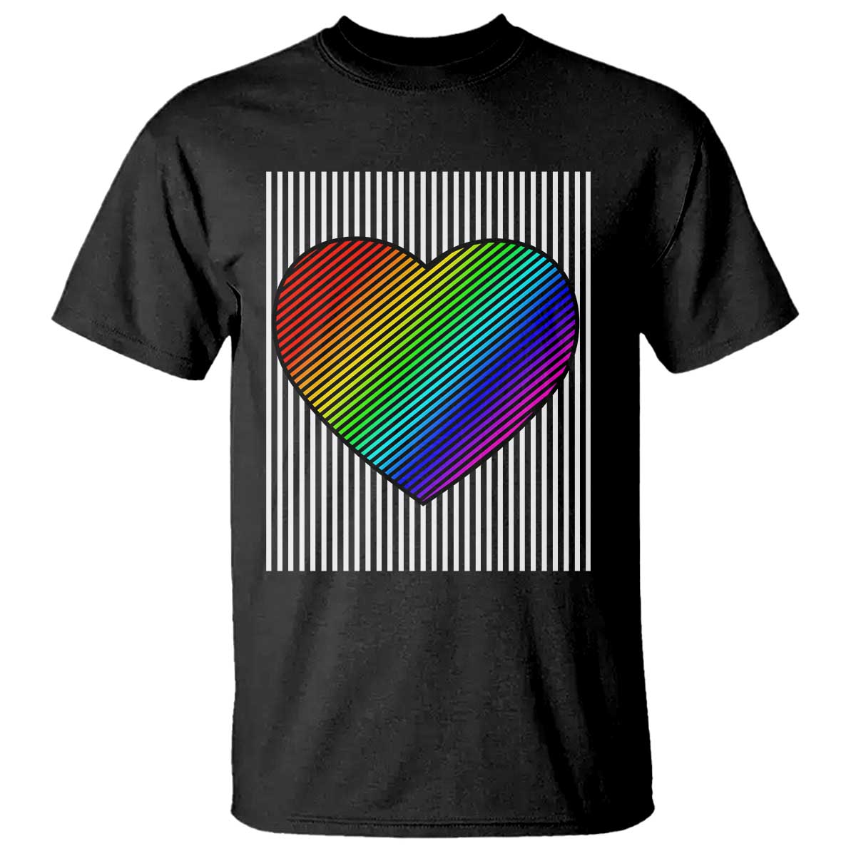 Retro Valentines Rainbow Heart T Shirt LGBT Pride LGBTQ Support