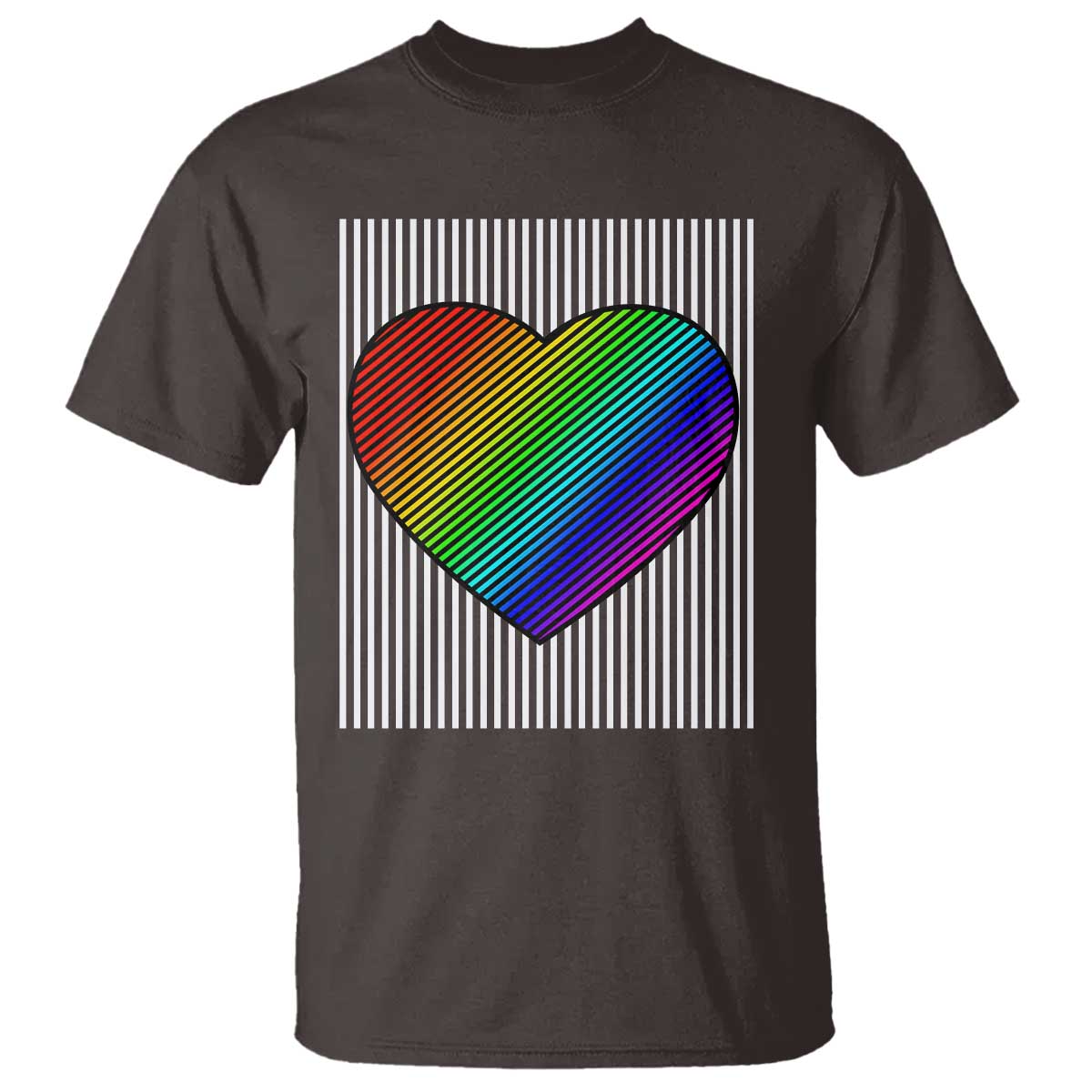 Retro Valentines Rainbow Heart T Shirt LGBT Pride LGBTQ Support