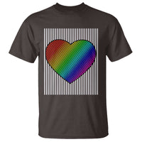 Retro Valentines Rainbow Heart T Shirt LGBT Pride LGBTQ Support