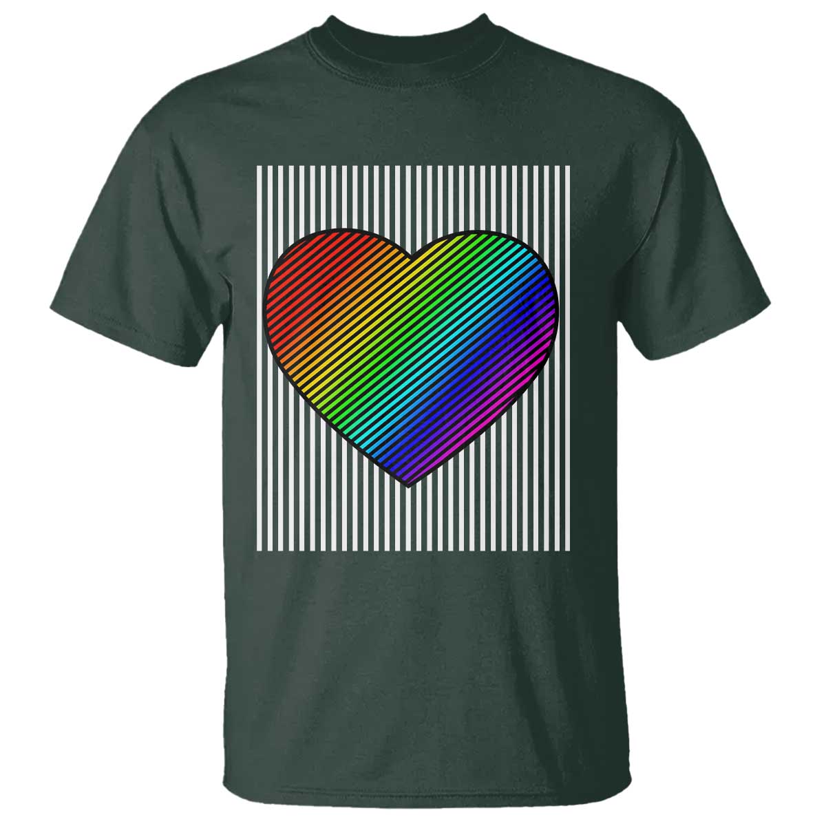 Retro Valentines Rainbow Heart T Shirt LGBT Pride LGBTQ Support